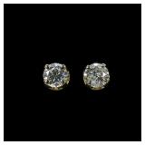 14K Yellow gold screw back post stud earrings,