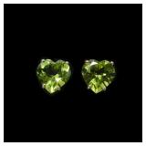 14K Yellow gold heart shape peridot stud earrings,