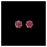 14K Yellow gold round brilliant cut natural ruby