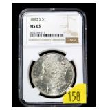 1880-S Morgan dollar, NGC slab certified MS-63