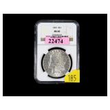 1891 Morgan dollar, NGC slab certified MS-60