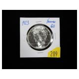 1923 Peace dollar, frosted BU
