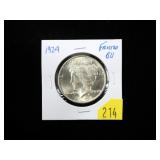 1924 Peace dollar, frosted BU
