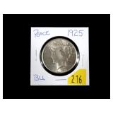 1925 Peace dollar, BU