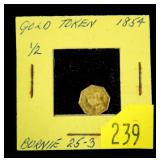 1854 1/2 California gold token, 12K gold