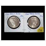 2- Peace dollars: 1922, 1924 -x2 coins