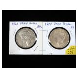 2- Peace dollars: 1923, 1924 -x2 coins