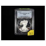 1989-P Silver Eagle, PCGS slab certified PR70 DCAM