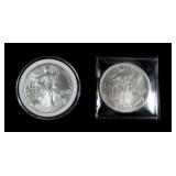 2- U.S. Silver Eagles: 1993, 1999 -x2 coins