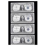 4- $1 silver certificates series of 1957B, Unc.,