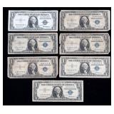 7- $1 silver certificates series of 1935 & 1957