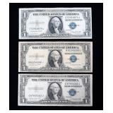 3- $1 silver certificates series of 1935 -x3