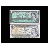 2- $1 1973 Canadian notes series of 1967, 1973