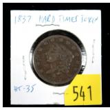1837 Hard Times token