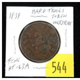 1838 Hard Times token, overstrike, HT-63A, rare