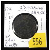 J.G. Wilson counter stamped 2 reale, ca. 1850