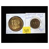 1904 Louisiana Purchase token and Isle of Man