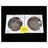 Lot, 2 silver tokens: WWI and Golf