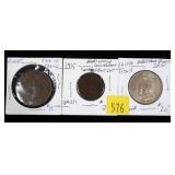 Lot, foreign tokens, 1 silver, 3 pcs.