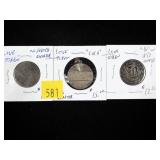 Lot, silver quarter love tokens, 3 pcs.