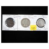 Lot, counter stamped token/coins, some silver, 3