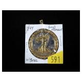 1944 Walking half dollar, gold highlights with