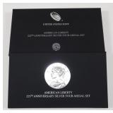 225th Anniversary silver 4 medal set, .999 silver