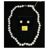 16" 8-9mm freshwater pearl necklace with matching
