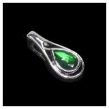 Rhodium plated bezel set faceted ammolite pendant