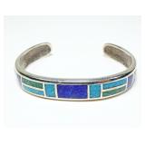 Sterling silver inlaid cuff bracelet
