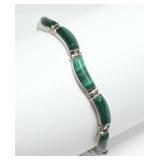 Sterling silver 7" malachite bracelet