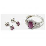 Sterling silver oval cut Burmese ruby, approx.