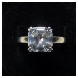 Sterling silver square cut aquamarine in flat