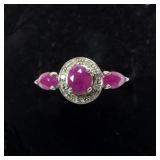 Sterling silver oval cut natural ruby, approx.
