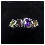Sterling silver freeform bezel set amethyst,
