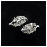 Sterling silver baguette diamonds in foliate