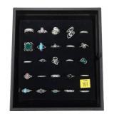 25- Sterling silver rings, including turquoise,