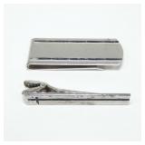 Sterling money clip and tie bar, .760 T. oz.