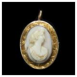 10K Yellow gold vintage cameo pin/pendant