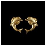 14K Yellow gold dolphin post earrings