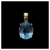 14K Yellow gold large oval mix cut blue topaz