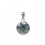 14K White gold bezel set round cut moissanite