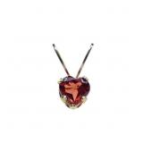 14K Yellow gold heart shape garnet pendant