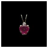 14K Yellow gold heart shape ruby pendant, approx.
