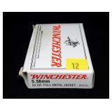 Box of 5.56 55-grain FMJ Remington cartridges,