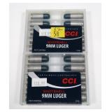 2- Cases of 9mm Luger shot shells, 10 per case,