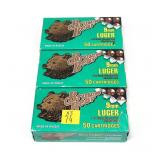 3- Boxes of 9mm Luger 115-grain FMJ cartridges,