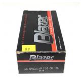Box of .38 Spl +P 158-grain FMJ cartridges, 50