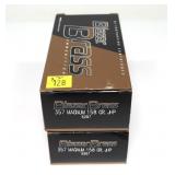 2- Boxes of .357 Mag. 158-grain JHP cartridges,