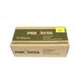 Box of .357 Mag. 158-grain FMJ cartridges,